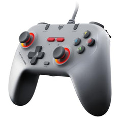 EvoFox Elite S Advanced Wired Gaming Controller for PC, 1000Hz Polling Rate, Hall Effect Joysticks, Programmable Macro Buttons, Sniper Mode & Turbo Mode, Dual Vibration, RGB Lighting, 1.8m Cable, Grey