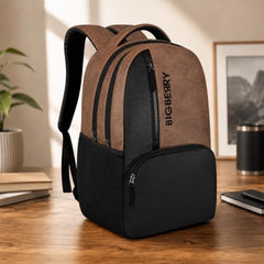 BIGBERRY Rodeo 2.0 Leatherite Faux Leather Laptop Backpack for Men & Women | Water Resistant 2 Compartment Casual Daypack | 15.6 Inch Laptop Bag for Office, College, Travel & Daily Use, Navy Blue