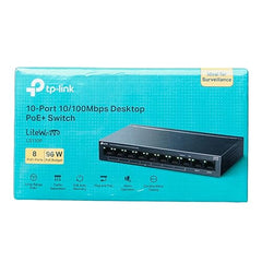 TP-Link LS108GP 8-Port Gigabit Desktop Ethernet Switch with 8-Port PoE+, 62 W PoE Budget, PoE Auto Recovery, Plug & Play, Metal Casing, Ideal for IP Surveillance & Network Security