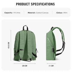 DailyObjects Pedal Everyday Casual Laptop Backpack (16L) Fits Upto 14 Inch Laptop, Unisex Travel Backpack Durable Canvas Material, Zippered Compartments With Pockets (Beige)