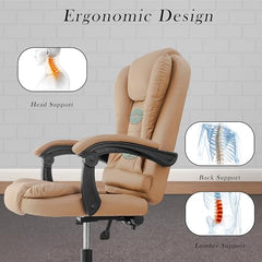 Casa Haus Italia Premium Leatherette Office Chair for Work | Boss Chair, Ergonomic Executive, Luxurious Cushioned Arms & Seat, 2 Point Back Massager, Heavy Duty Metal Base (Burgundy)