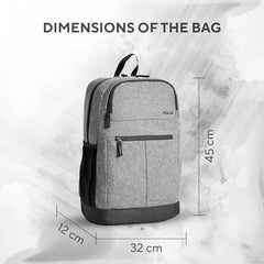 ASUS AP1601 Laptop Backpack for Up to 16-Inch Laptops, 18L Capacity, Water-Repellent Polyester,Dedicated Laptop Compartment,Multiple Organizer Pockets,Luggage Strap, Grey, for College, Office & Travel