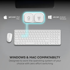 Rapoo 9010M Multi Device Wireless & Bluetooth Keyboard & Mouse Combo, White