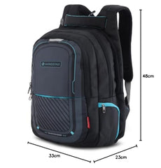 HARISSONS Verge Men’s Travel Laptop Backpack | Fits 15.6" Laptop | 40L Lightweight | USB Port, Water-Resistant, Hidden Pocket, Luggage Strap | Work, Commute & Travel (Black & Teal)