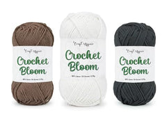 Craft Affair | Crochet Bloom Cotton Yarn 8ply (Each Color 2mm, 77Meter, 50Gram) 100% Pure Cotton | for Knitting Yarn | Craft & DIY Project: Grey, Pink, Off White