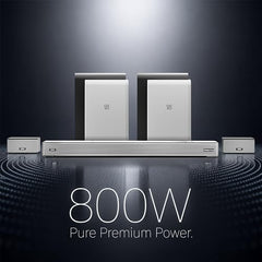 GOVO GoSurround 1000 Pro, 5.2.4 Channel, 800W Soundbar with True Dolby Atmos®, 6.5” Dual Subwoofer, Wireless Rear Satellites, HDMI/Optical/AUX/USB/Bluetooth, 3 EQ Modes, LED Display – Platinum Silver