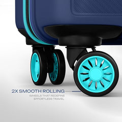 Safari Pentagon Pro 8 Wheels Set of 3 (Cabin + Medium + Large) Trolley Bags, Hard Case Polypropylene, 360º Wheeling Luggage, Suitcase for Travel, Cyan, Spinner Wheels