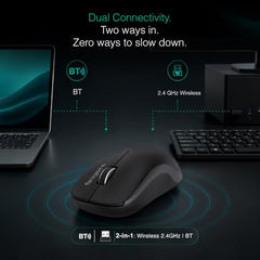 FINGERS ErgoGrip Wireless Mouse (BT & 2.4 GHz USB Receiver, Silent Clicks)