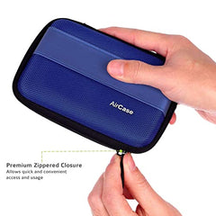 AirCase Hard Disk Cover Case for 2.5 Inch HDD SSD - Ballistic Nylon Rugged Shell, Anti-Press | Felt Lining, Water Resistant | Mesh Pocket for Cable, Charger, Earphone (Black)