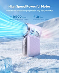 Gaiatop Portable Turbo Handheld Fan with Ice Cooler,Powerful High-Speed Foldable Hand Fan With 100 Speed Adjustable,4800mAh Rechargeable Personal Fans Gift for Travel Indoor Outdoor Use (Light pink)
