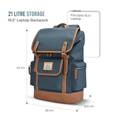 Gear Classic 16.5"/21L Medium Water Resistant Faux Leather Anti Theft Knapsack | Laptop Bag | Casual Bag | Travel Bag for Men/Women (Green - Brown)