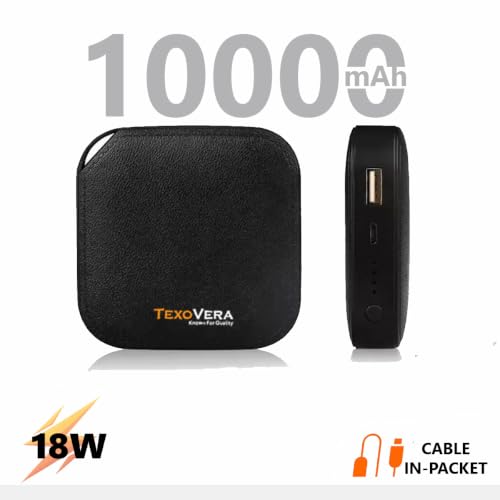 10000 mAh 18 W Compact Pocket Size Power Bank (Black, Lithium-ion) Black | Lithium-ion Battery, Fast Charging 18W, Portable Design, 10000 mAh Capacity, Pocket Size