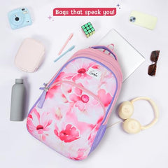 Genie Elsie School Backpack For Girls |19 In-36 Ltr with Laptop Sleeve, Rain Cover and Three Compartments with Padded Shoulders |Best for Books,Stationery,Lunch Box & Essentials - Lavendar,Multicolor