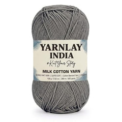 Yarnlay 3 Ply Soft Milk Cotton Yarn for Crochet Knitting, Amigurumi, Punch Needle .DIY Crafts, Summer Wear,Flowers Toys & Cushion Covers 100g (250m) (Shade 34: Grey)