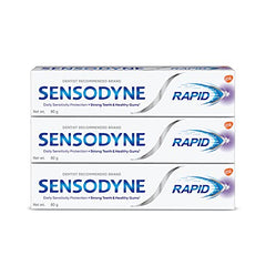 Sensodyne Toothpaste Rapid Relief | Fast Sensitivity Relief Tooth Paste Combo Pack - 160gm (80gm x 2) | Fresh Taste | Dentist Recommended