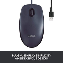Logitech M100r Wired USB Mouse (Dark Black)