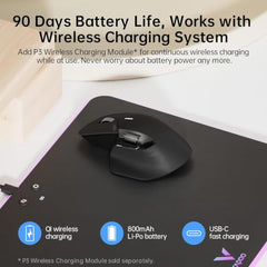 Rapoo MT760L Ergonomic MultiDevice Mouse, Rechargeable, Onboard Memory, Blk