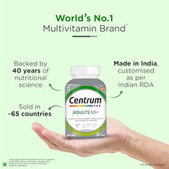 Centrum Adults 50+ Multivitamin Tablet for Men & Women|With 23 Vital Nutrients including Zinc,Magnesium, Vitamin B,C,D, Calcium for Energy, Strong Joints, Immunity and Heart Health|Veg - 50 tablets
