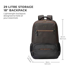 Gear Quantum 3 18"/29L Antitheft Large Faux Leather Water Resistant Laptop backpack with Raincover/Laptop backpack/Casual Backpack/Daypack/Travel Backpack/College Bag For Men/Women(Black-Black)