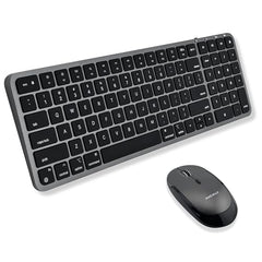Macally Bluetooth Mac Keyboard and Mouse - Compact (2 Zone) Layout with Number Pad - Multisync, Rechargeable - Wireless Apple Keyboard and Mouse Combo for Mac, MacBook, iPad, iPhone - Silver