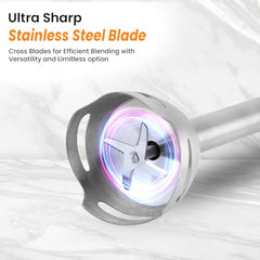 INALSA Hand Blender Mixer|1350W Copper Motor|Chopper,Coffee Beater/Frother,Whisker&Jar Attachment|Low Noise|20 Speed Control&Turbo Mode|BPA Free|Anti-Splash|2-Yr Warranty,Robot INOX 1350 Blend N Froth
