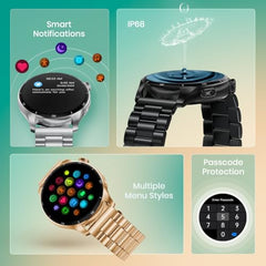 Fastrack MYND 1.93” AMOLED Display Smart Watch for Men & Women with AI Watch Faces,AI Chat,Offline Voice Commands,Curved Metallic Design,Functional Crown,BT Calling, Health Suite,100+ multisport modes