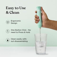 Salt AeroWhisk Classic Rechargeable Milk Frother | 3 Speed Modes | Egg Beater and Milk Frother Attachment | Powerful Motor with Long Lasting Battery, Green