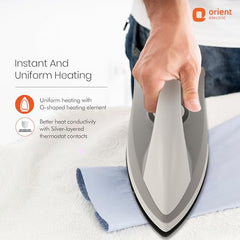 Orient Electric DIFP10BP Fabric Press Dry Iron (Black and Blue)