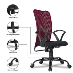 Green Soul Seoul X Office Chair, Mid Back Fabric Ergonomic Home Office Desk Chair with Comfortable & Spacious Seat, Rocking-tilt Mechanism & Heavy Duty Metal Base (Black)