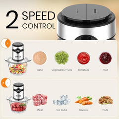 INALSA Electric Chopper For Kitchen With Digital Display|500 Watt Copper Motor|1.8 L Capacity Glass Bowl|Twin Blade Technology|2 Speed Settings|Onion,Vegetable Chopper,Meat Grinder (Bullet Inox Digi)