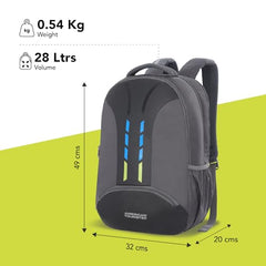 American Tourister Martt+ 01 | 28L Backpack | 17" Laptop Bag | 3.5 Compartments | Office & College Backpack for Men and Women | Rain Cover Included | Grey | 1 Year Global Warranty