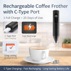 PEAKTASTE Electric Milk Frother Wand for Coffee, Latte & Matcha