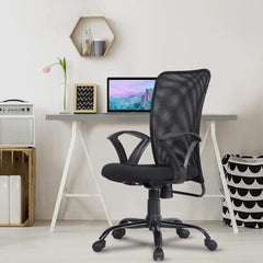 Green Soul Seoul X Office Chair, Mid Back Fabric Ergonomic Home Office Desk Chair with Comfortable & Spacious Seat, Rocking-tilt Mechanism & Heavy Duty Metal Base (Black)