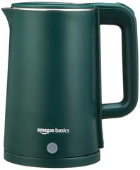 amazon basics 1.5 Liter Cool Touch Electric Kettle| 1350 Watt|Stainless Steel Body|Auto Cut-Off|Triple Safety Protection(Green)