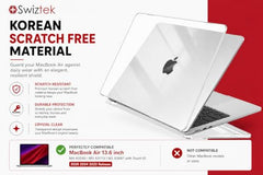 Swiztek Clear Case for MacBook Air 13.6 M4 M3 M2 A3240 A3113