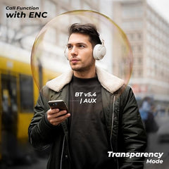 ZEBRONICS SILENCIO 111, Wireless Headphone, Hybrid ANC (50dB), 55*Hrs Backup, Transparency Mode, 40mm Titanium Drivers, 3 EQ Modes, ENC, Gaming Mode, Dual Pairing, Rapid Charge, Bluetooth v5.4 (Black)