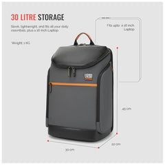 Urban Jungle by Safari Gateway 30L Premium Laptop Backpack for Men and Women | 15.6 Inch Laptop Sleeve | Water Resistant | Office & Travel Bag | Premium Polyester Work Bag | Black