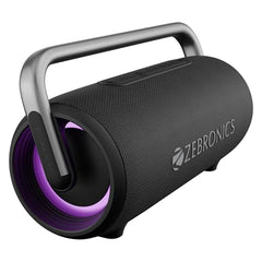ZEBRONICS AXON 100 Portable Party Bluetooth Speaker, 90W RMS, Quad Drivers + Dual Passive Radiators, IPX5, Upto 6 Hours Playback, Rapid Charging, BT | USB | AUX | TWS, Fabric Finish, RGB, Deep Bass