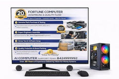 TECNICO AI Desktop CPU Set, Core i7 4470 3.2GHZ, 16 GB DDR3 RAM, 512 GB SSD, RGB Keyboard Mouse Set, WiFi 6, Bluetooth, Speakers, Headphone (Include Monitor 20" Led)