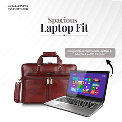 Hammonds Flycatcher Genuine Leather 15.6 Inch Laptop Office Bag for Men | 15.6” Padded Laptop Sleeve| 3 Zip Pockets| Detachable & Adjustable Strap| Pen,Wallet & Mobile Pocket |Durable|1 Year Warranty