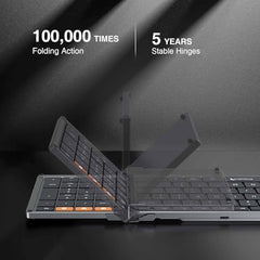 ProtoArc Foldable Bluetooth Keyboard, XK01 Full Size Folding Wireless Keyboard with Number Pad, Portable Travel Keyboard for Windows iOS Android Tablets, Laptops, iPad