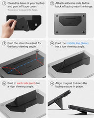 Spigen Slimfold Adhesive Laptop Stand, Foldable&Lightweight Stand Compatible with Laptops, Tablets and More - Black