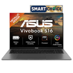 ASUS Vivobook S16 (2026),Smartchoice,AMD Ryzen AI 5 330,AMD Radeon iGPU,16GB RAM (Upgradeable),512GB SSD,FHD,OLED,16"(40 cm),Win 11,M365 Basic(1Y),Office 24,BFF Peachy,1.7 Kg,M3607KA-SH147WS,AI Laptop