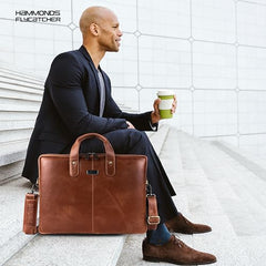 HAMMONDS FLYCATCHER Genuine Leather Office Bag for Men - 15.6 Inch Laptop Bag for Men for Professionals, Business Travelers - Adjustable Straps & Multiple Compartments - 1 Year Warranty - Brown