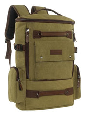 FUR JADEN Eco Friendly Travel 4 Compartment Laptop Backpack Made of Water Resistant Sustainable Canvas and Vegan Leather for Unisex for Travel Hiking Work (Coffee)