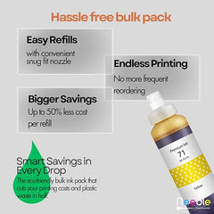 Needle GI 71 Compatible Refill Ink | Made in India | (CMYK 4x1 KG with EazyFill Cap) for Canon Pixma G1020 G2020 G3020 G2060 G3060 G1737 G2770 G3770 G4770 G1730 G2730 G3730 Printers