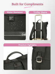 Genie Breezy Laptop Backpack for Women & Girls (17 Inches) | Stylish Office, College & Travel Laptop Backpack | Multi-Compartment, Padded Laptop Sleeve, Water Resistant | Grey