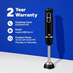 LINSO FULL STACK 1100W India's 1st Anti-Scratch 4-in-1 Hand Blender | 2-Year Warranty | 8 Speeds + Turbo | 860ml Chopper + Egg Whisk + Beaker | SS304 Blade | UK-Based Brand | Pure Copper DC Motor