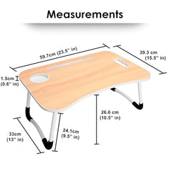 MollisHomes Laptop Table with Dock Stand Wood Smart Standard Multi-Purpose Solid/Study Table/Bed Table/Foldable and Portable/Ergonomic & Rounded Edges/Non-Slip Legs/Engineered (Blue)