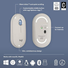 Logitech Pebble 2 Combo, Wireless Keyboard and Mouse, Quiet and Portable, Customisable, Logi Bolt, Bluetooth, Easy-Switch for Windows, macOS, iPadOS, Chrome -